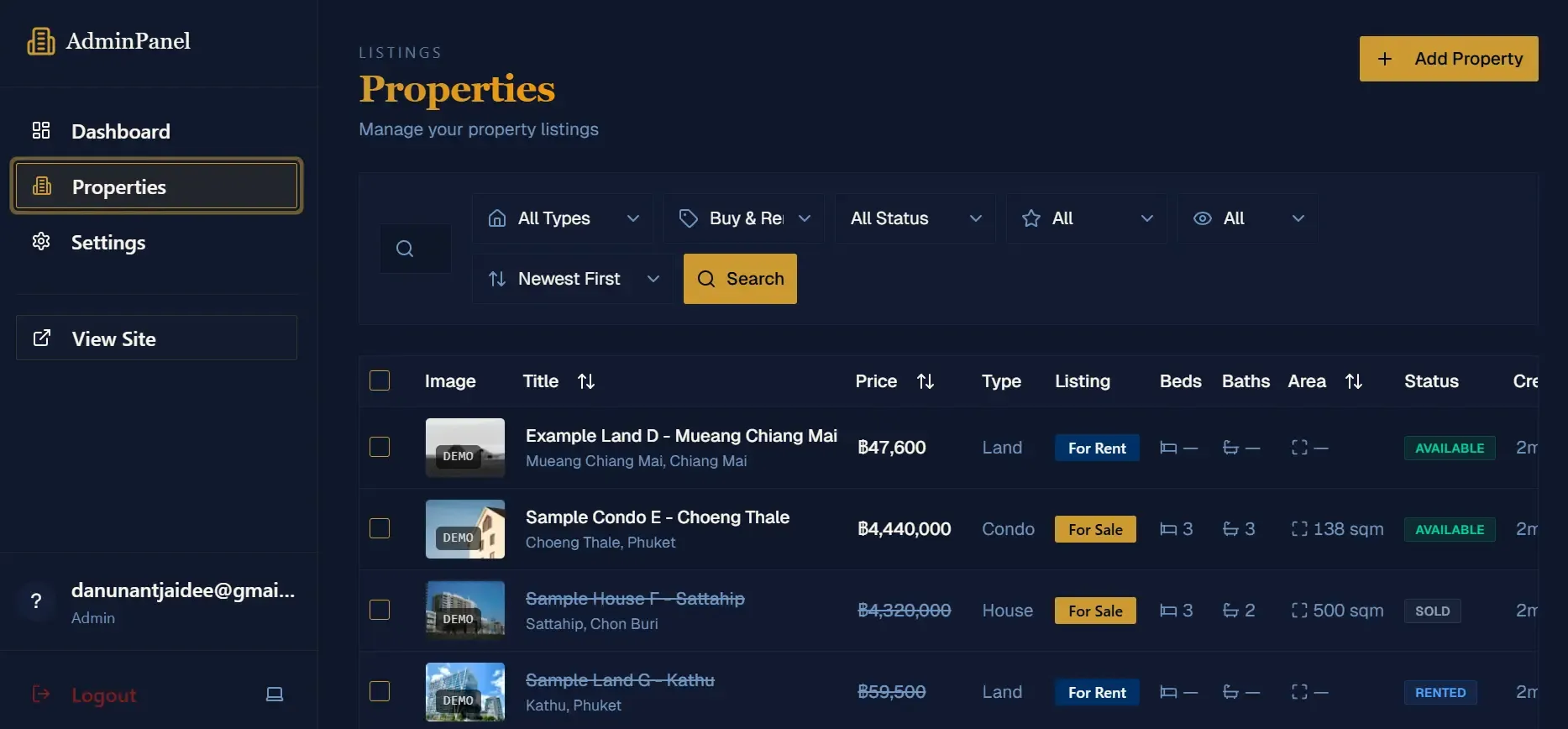User profile and saved listings area for a personalized browsing experience.